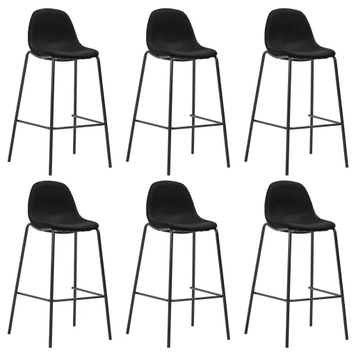 Cadeiras de Bar   Tecido Preto (6 pcs)
