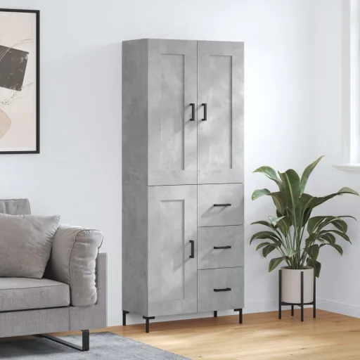 Armário Alto 69,5x34x180 cm Derivados de Madeira Cinza Cimento