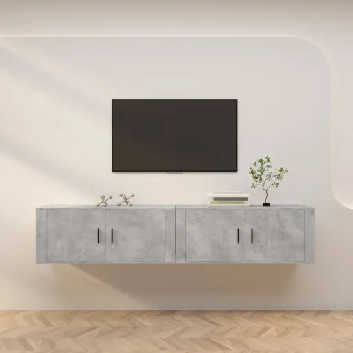 Móveis de TV de Parede   100x34,5x40 cm Cinzento Cimento (2 pcs)