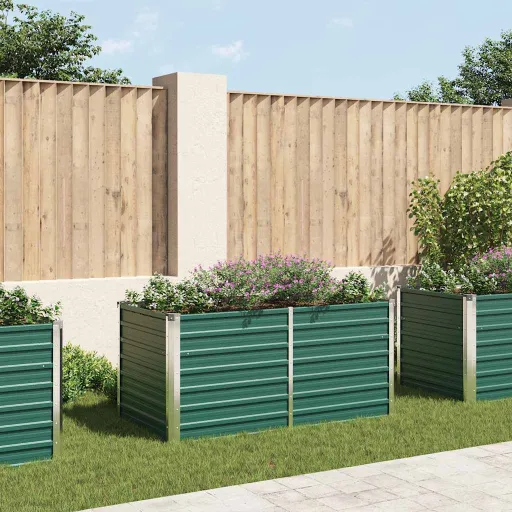 Canteiro de Jardim Elevado 160x80x77cm Aço Galvanizado Verde