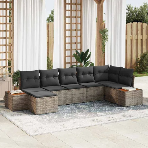 Conjunto de Sofá de Jardim   Cinzeto Polirattan (8 pcs)
