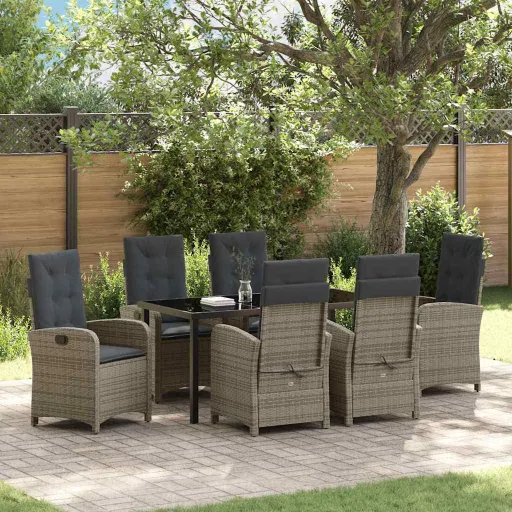 Conjunto de Jantar para Jardim   Cinzeto Vime PE (7 pcs)