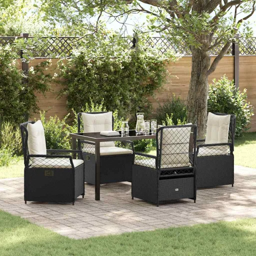 Conjunto de Jantar para Jardim   Preto Vime PE (5 pcs)