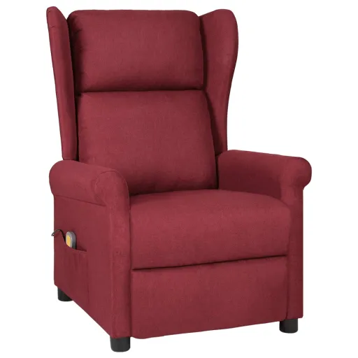 Poltrona de Massagens Elétrica Reclinável Tecido Vermelho Tinto