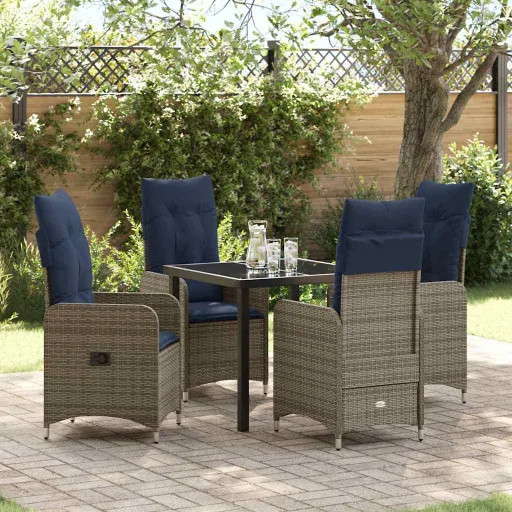 Conjunto de Jantar para Jardim   Cinzeto Vime PE (5 pcs)