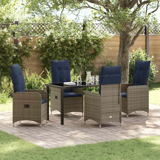 Conjunto de Jantar para Jardim   Cinzeto Vime PE (5 pcs)