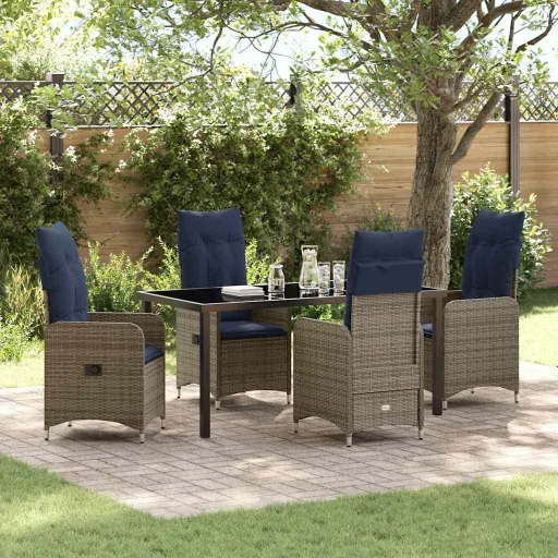 Conjunto de Jantar para Jardim   Cinzeto Vime PE (5 pcs)