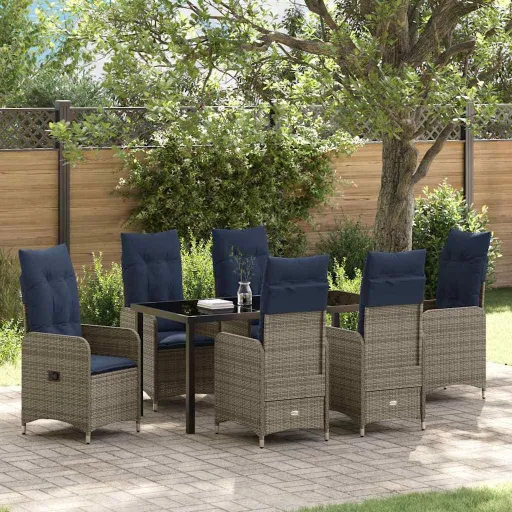 Conjunto de Jantar para Jardim   Cinzeto Vime PE (7 pcs)