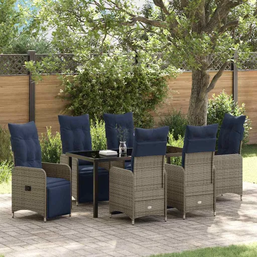 Conjunto de Jantar para Jardim   Cinzeto Vime PE (7 pcs)