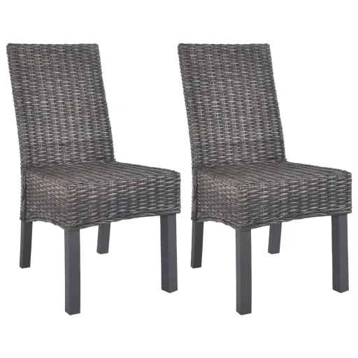 Cadeiras Jantar   Vime Kubu Castanho + Madeira Mogno (2 pcs)