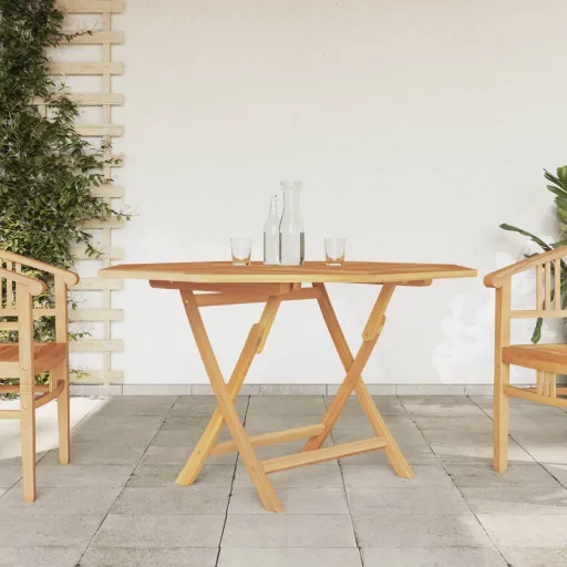 Mesa de Jardim Dobrável 110x110x75 cm Madeira de Teca Maciça