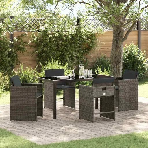 Conjunto de Jantar para Jardim   Cinzeto Vime PE (5 pcs)