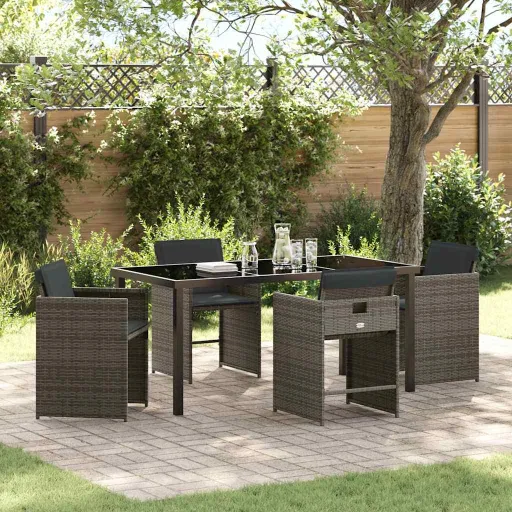 Conjunto de Jantar para Jardim   Cinzeto Vime PE (5 pcs)