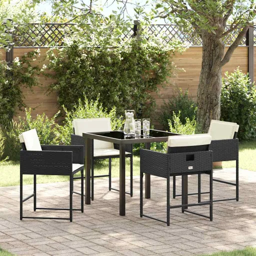 Conjunto de Jantar para Jardim   Preto Vime PE (5 pcs)