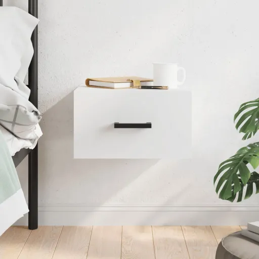 Mesa de Cabeceira Montagem na Parede 35x35x20 cm Branco