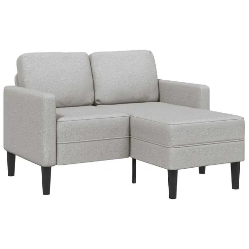 Sofá 2 Lugares com Chaise em L 125 cm Tecido Cinzento Nublado