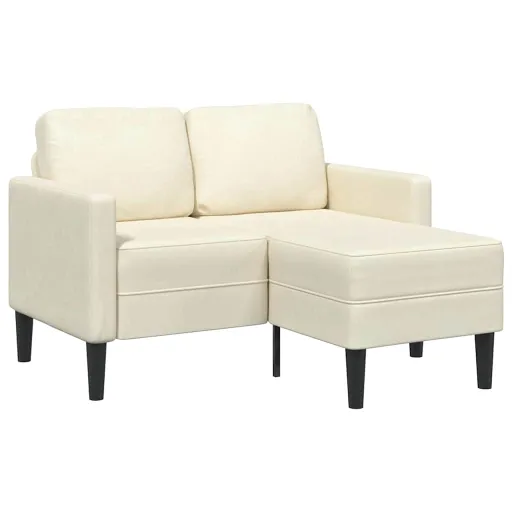 Sofá 2 Lugares com Chaise em L 125 cm Veludo Creme