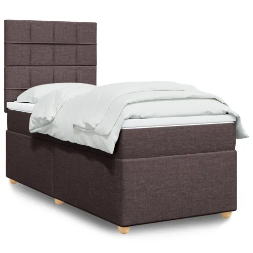 Cama com Molas/Colchão 80x200 cm Tecido Castanho-Escuro
