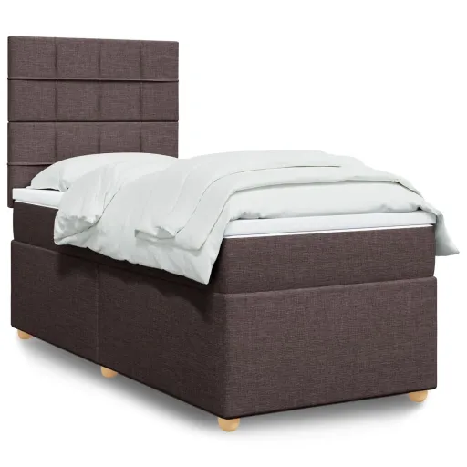 Cama com Molas/Colchão 80x200 cm Tecido Castanho-Escuro