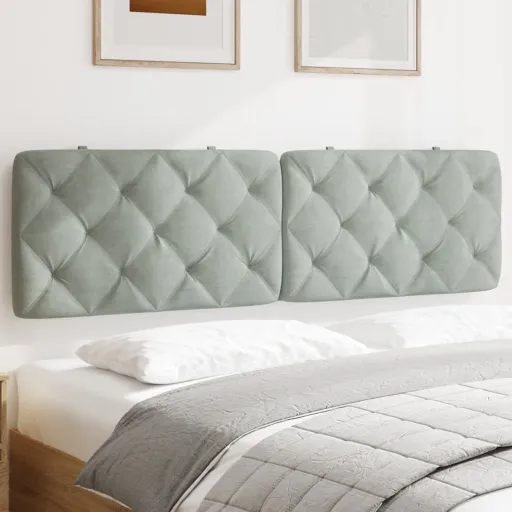Almofadão de Cabeceira 183 cm Veludo Cinzento-Claro