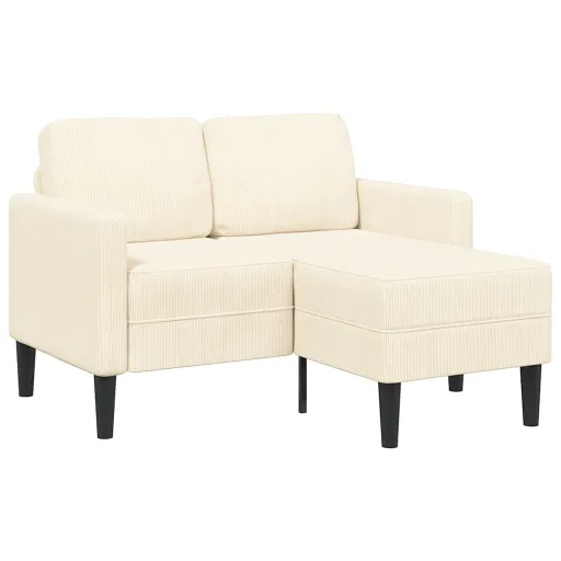 Sofá 2 Lugares com Chaise em L 125 cm Linho Creme