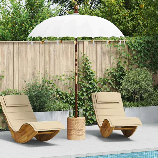 Parasol Balinês com Base 250 Creme e Natural 190 x 190 x 250 cm