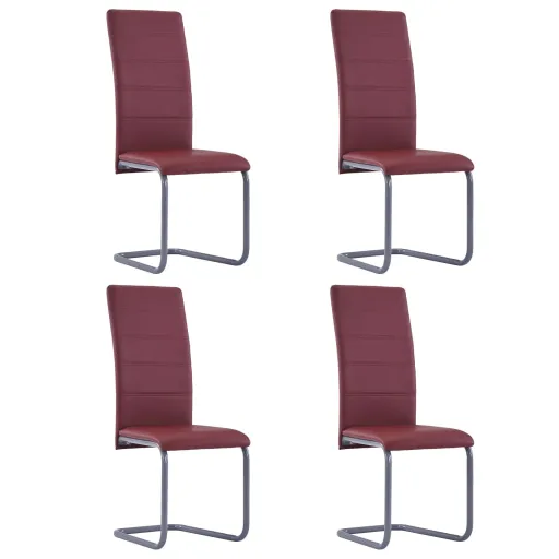 Cadeiras de Jantar Cantilever   Couro Artificial Vermelho (4 pcs)