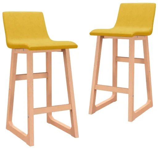 Bancos de Bar   Tecido Amarelo Mostarda (2 pcs)