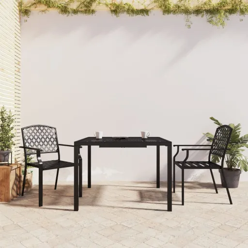 Conjunto de Jantar para Jardim Aço Antracite (3 pcs)
