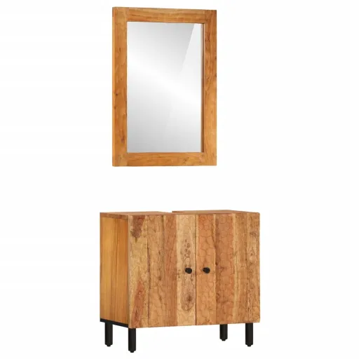 Conjunto de Móveis para Casa de Banho Acácia Maciça (2 pcs)