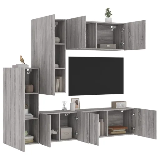 Móveis de Parede p/ TV Derivados de Madeira Cinza Sonoma (5 pcs)