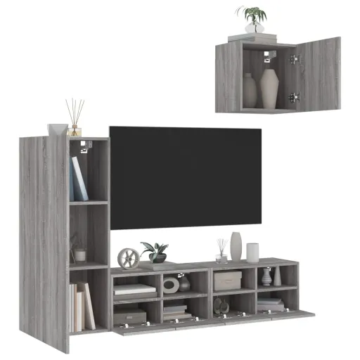 Móveis de Parede p/ TV Derivados de Madeira Cinza Sonoma (4 pcs)