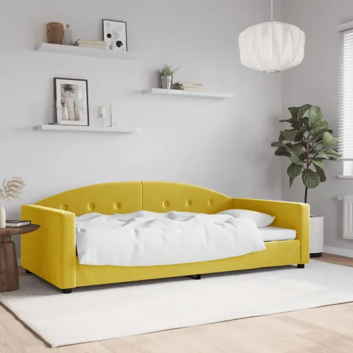 Sofá-Cama 100x200 cm Veludo Amarelo