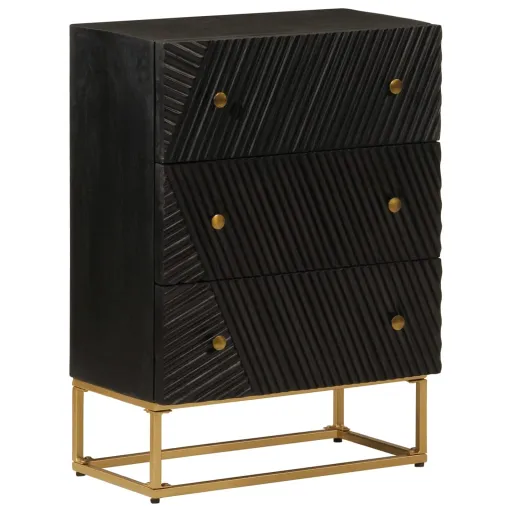 Cómoda 55x30x76 cm Madeira de Mangueira Maciça e Ferro Preto