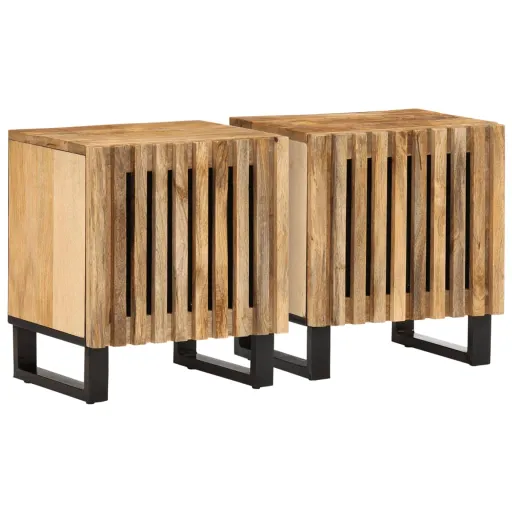 Mesas de Cabeceira   40x34x46 cm Mangueira Áspera Maciça (2 pcs)