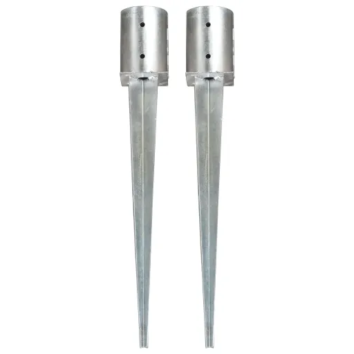 Estacas de Enterrar   10x76 cm Aço Galvanizado Prateado (2 pcs)