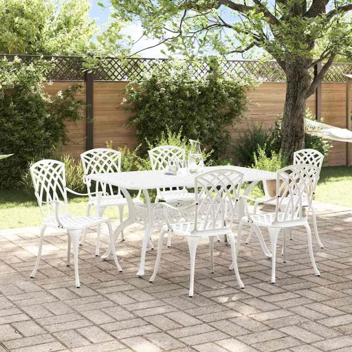 Conjunto de Jantar para Jardim   Branco Alumínio (7 pcs)