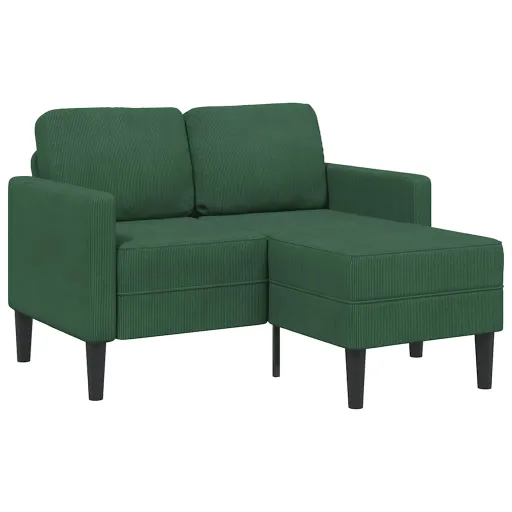 Sofá 2 Lugares com Chaise em L 125 cm Linho Verde Escuro