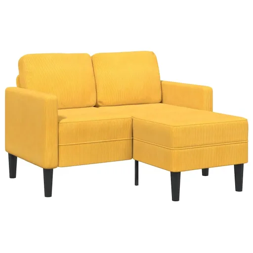 Sofá 2 Lugares com Chaise em L 125 cm Linho Amarelo-Claro