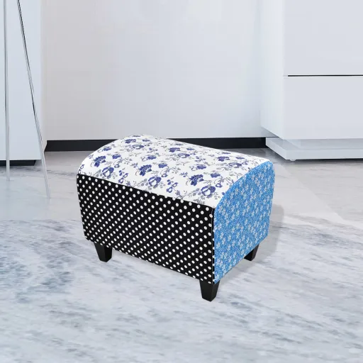 Apoio de Pés Retalhos Azul e Branco