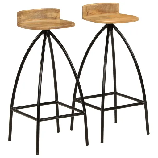 Cadeiras de Bar   Madeira de Mangueira Maciça (2 pcs)