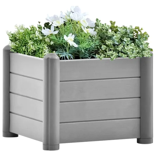 Canteiro Elevado para Jardim PP 43x43x35 cm Cinzento Pedra