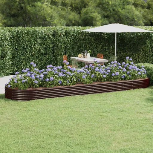Canteiro Elevado Jardim 523x140x36 Aço Galvanizado Castanho