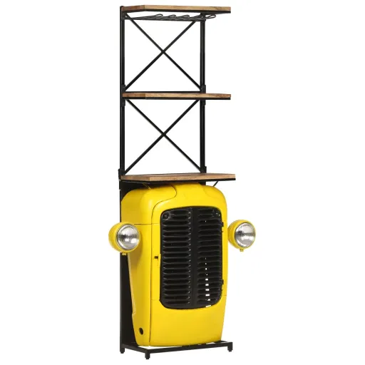 Garrafeira Trator 49x31x172 cm Madeira Mangueira Maciça Amarelo