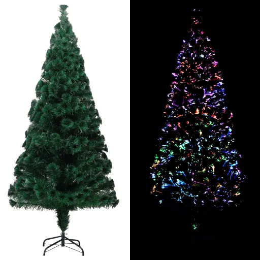 Árvore de Natal Artificial com Suporte 240 cm Fibra Ótica Verde