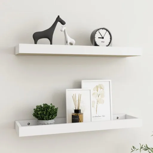 Prateleiras Parede Loggia   60x15x4cm MDF Carvalho e Branco (2 pcs)