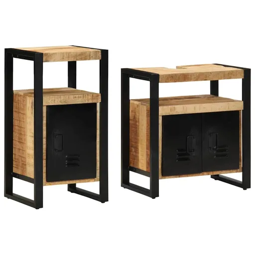 Conjunto de Móveis para Banheiro com Prateleira com Porta   (2 pcs)