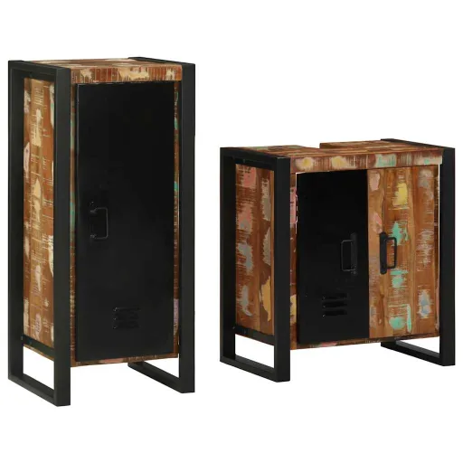 Conjunto de Móveis para Banheiro   Madeira Reforçada Sólida (2 pcs)