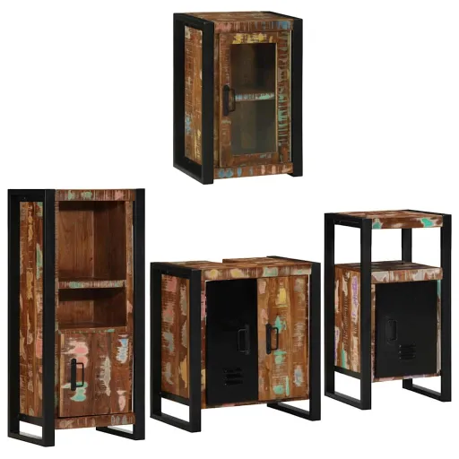 Conjunto de Móveis para Banheiro com Prateleira com Porta   (4 pcs)