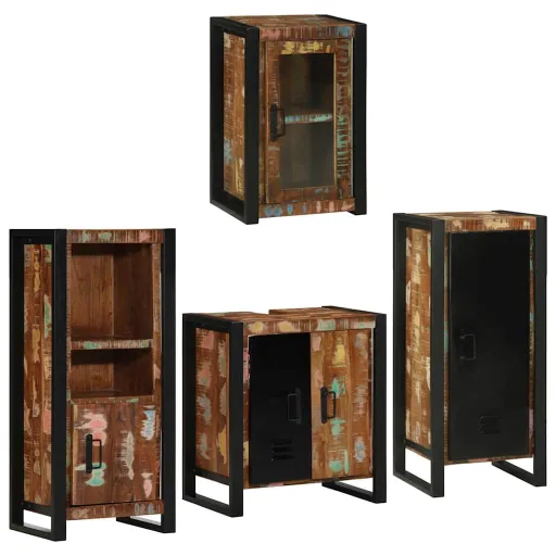 Conjunto de Móveis para Banheiro com Prateleira com Porta   (4 pcs)